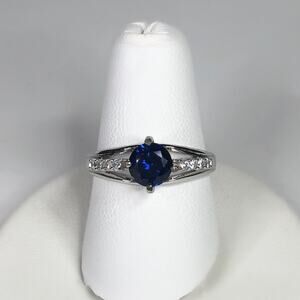 Unique 1ct Sapphire Ring Negative Space Ring Size 7